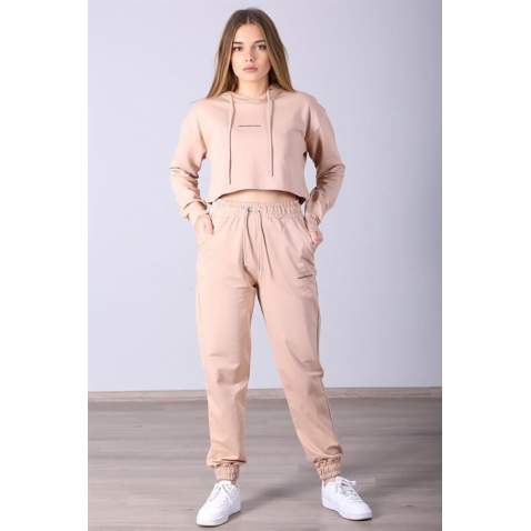 Mad Girls Camel Hooded Women's Tracksuits MG465-4 - Camel