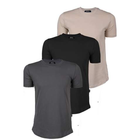 White-Black-Gray Regular Fit Basic T-Shirt (Pack of 3) 5984 - Beyaz/siyah/gri