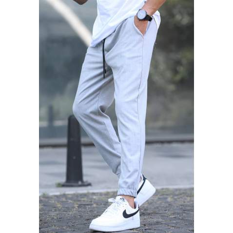 Gray Slim Fit Jogger Trousers 5472 - Gri