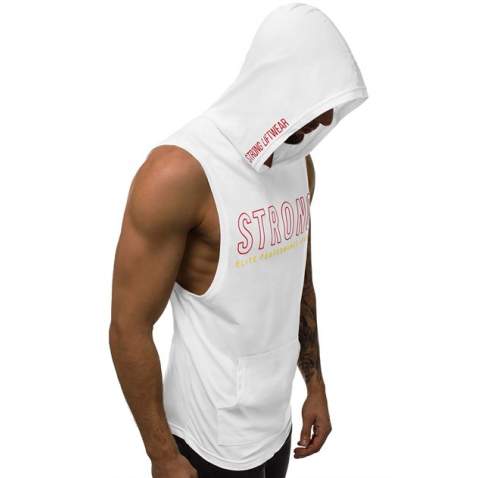 Sleeveless T-Shirt In Hooded White 2992 - Beyaz