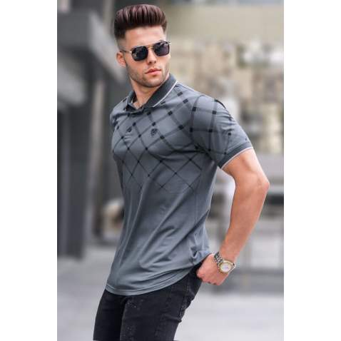 Men Smoke Gray Polo T-Shirt 5867 - Füme