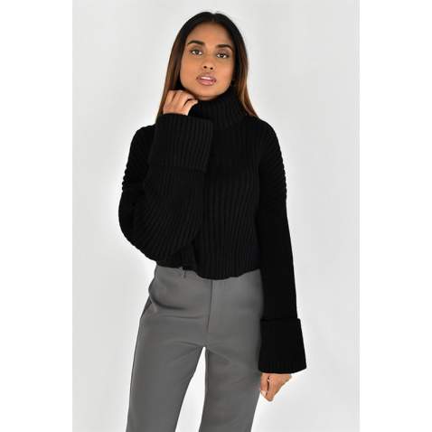 Mad Girls Black Turtleneck Sweater MG1402 - Siyah