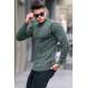 Petrol Green Designed Knitted Sweater 5761 - Petrol yeşili