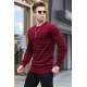 Maroon Striped Knitwear Sweater 5992 - Bordo