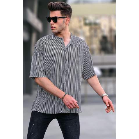 Men Striped Black Shirt 5863 - Siyah