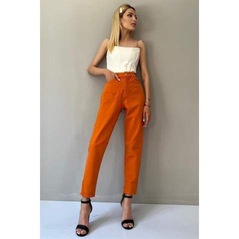 Mad Girls Mom Wear Orange Jeans MG1336 - Turuncu