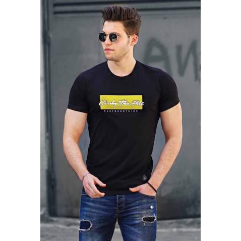 Madmext Black Printed T-shirt for Men 4589 - Siyah