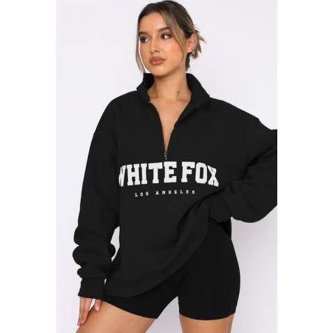 Mad Girls Black Zip Sweatshirt Mg1246 - Siyah