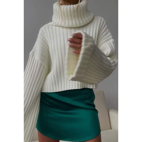 Mad Girls Turtleneck White Sweater MG1402 - Beyaz