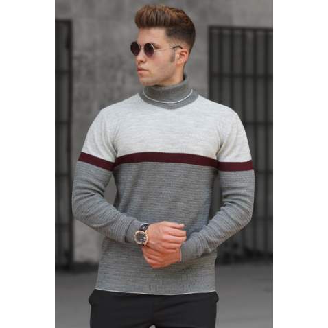 Madmext Men Gray Turtleneck Sweater 5149 - Gri