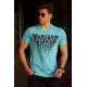 Madmext Turquoise Letter Printed T-shirt for Men 4471 - Turkuaz