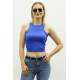 Mad Girls Light Blue Crop Top MG361 - Sax mavi