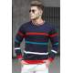 Madmext Men Striped Navy Blue Knitted Sweater 5171 - Lacivert