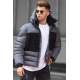 Madmext Men Smoke Gray Puffer Jacket With Fur 5135 - Füme