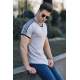 Madmext Men Shoulder Stripe Gray T-shirt 4101 - Gri