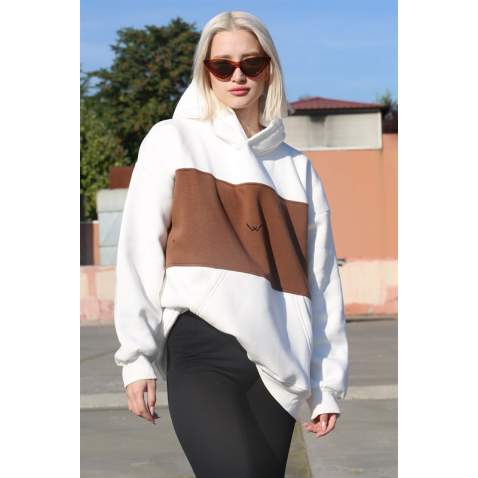 White Block Color Sweatshirt MG1544 - Beyaz