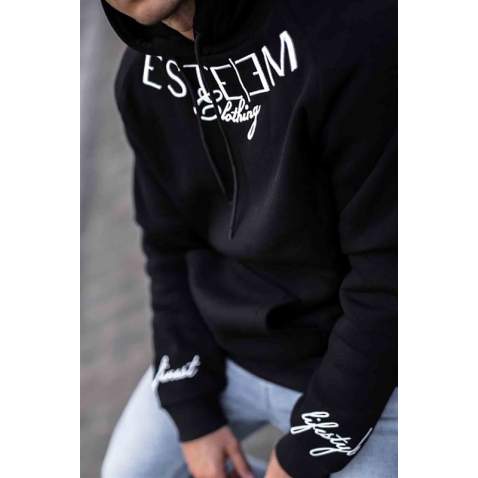 MadmextPrinted Black Kapşonlu Sweatshirt 4402 - Siyah