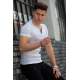 Madmext White Basic Button-up T-shirt for Men 4078 - Beyaz