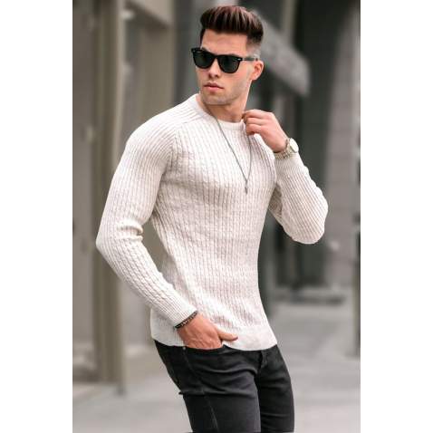 Stone Gray Knitwear Sweater 5760 - Taş rengi