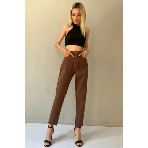 Mad Girls Mom Wear Brown Jeans MG1336 - Kahverengi