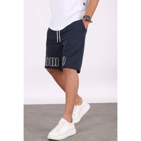 Madmext Men Printed Navy Blue Capri Shorts 5439 - Lacivert