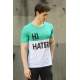 Madmext Green Two-Tone Printed T-shirt for Men 3089 - Yeşil