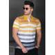 Madmext Men Striped Yellow Polo T-shirt 5097 - Sarı