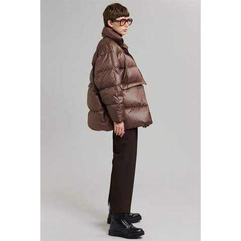 Mad Girls Brown Puffer Jacket MG1398 - Kahverengi