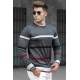 Madmext Men Striped Anthracite Knitted Sweater 5171 - Antrasit