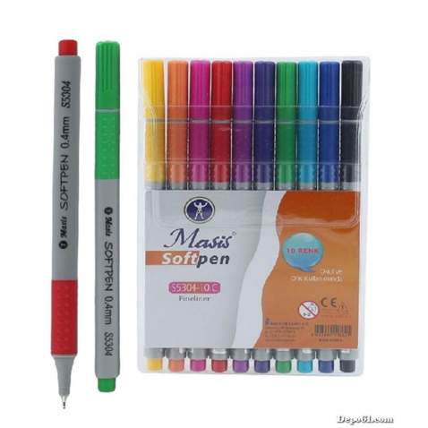 Masis Fineliner Softpen Kalem 10 Renk